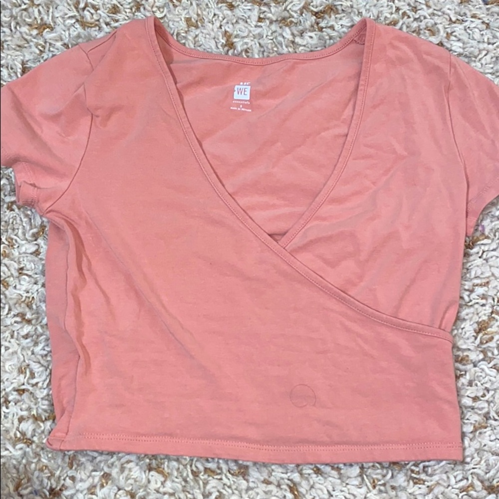 ME WE v neck blush pink crop top